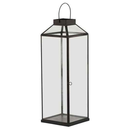 Glass Top Large Black Lantern